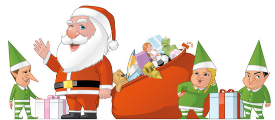 Santa and elfs group