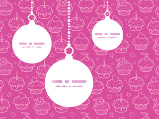 Naklejka premium Vector colorful cupcake party Christmas ornaments silhouettes
