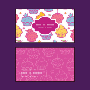 Vector colorful cupcake party horizontal frame pattern business