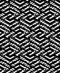 Geometric maze seamless pattern with parallel lines and geometri