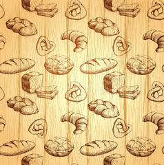 bakery bread. seamless background pattern. labels pack for bread