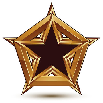 Branded golden geometric symbol, stylized star with black fillin