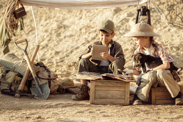 Archaeologists take notes on the excavations conducted