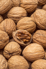 Walnüsse mit einer geöffneten Nuss