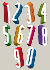 3d extra tall numbers set made with round shapes.