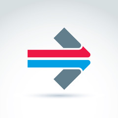 Geometric abstract symbol with arrow, vector graphic design elem