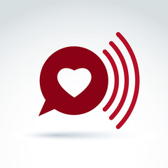 Heart over the speech bubble icon, vector conceptual stylish sym