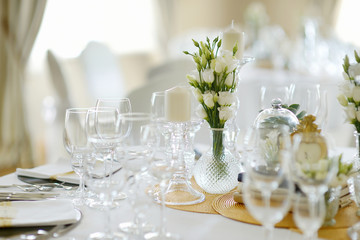 Table set for an event party or wedding reception