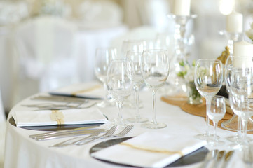 Table set for an event party or wedding reception