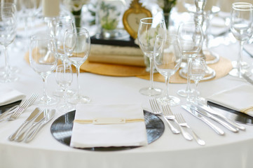 Table set for an event party or wedding reception