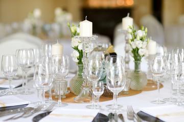 Table set for an event party or wedding reception