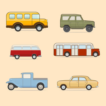 Vector set of colorful cars