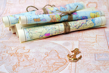 old rolled maps
