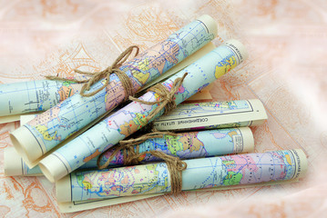 old rolled maps