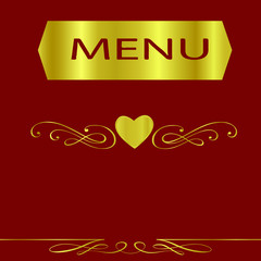 Maroon and Gold Menu Cover for a Gourmet Restaurant
