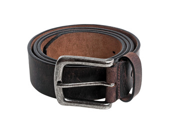 Brown lather belt isolated on white background