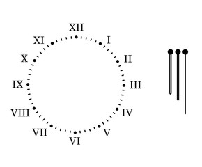 Clock dial with arrows on white background