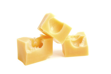 Piece of cheese isolated on a white background