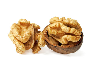 Dried walnuts isolated on white background
