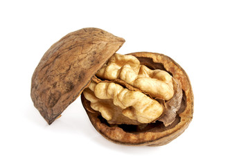 Dried walnuts isolated on white background