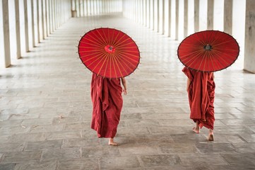 Two monks walking