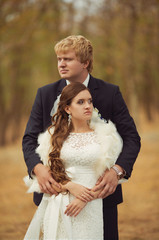 Fototapeta premium Bride and groom on their wedding day