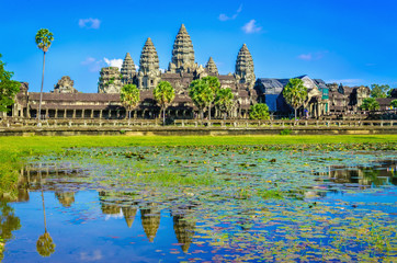 Amazing view of Angkor Wat tample, Siem Reap, Cambodia - obrazy, fototapety, plakaty