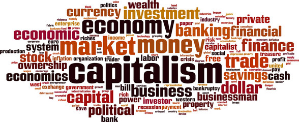 Obraz premium Capitalism word cloud concept. Vector illustration
