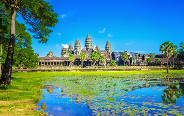 Fototapeta na wymiar Amazing view of Angkor Wat tample, Siem Reap, Cambodia