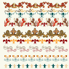 Collection of vector heraldic borders for your design