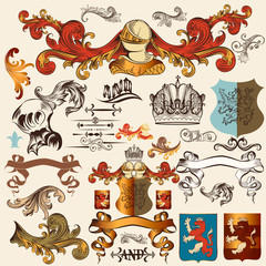 Collection of vector heraldic elements for design © Mary fleur