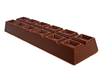 Closeup of chocolate bar isolated on white background