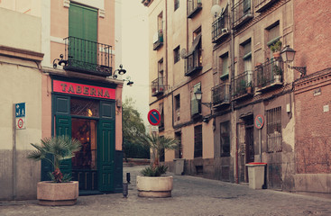 The street in Madrid, Spain. - 73907358