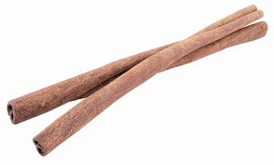 two sticks of cinnamon isolated