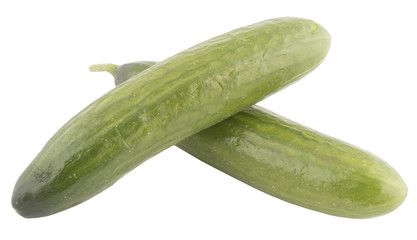 two isolated cucumbers
