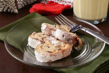 Christmas stollen and egg nog