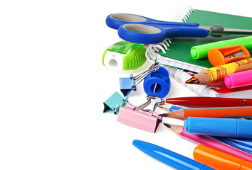 School supplies isolated on a white background