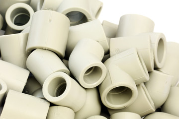 A lot of combined fittings for plastic pipes