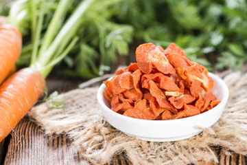Dried vegetables (Carrots) on wood