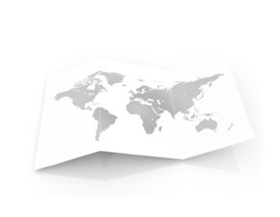 world map on a piece of cardbord paper