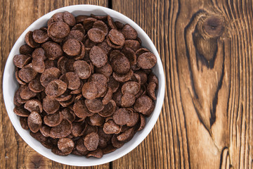 Portion of chocolate cornklakes