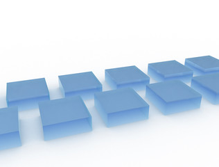 Blue glass cubes on white background