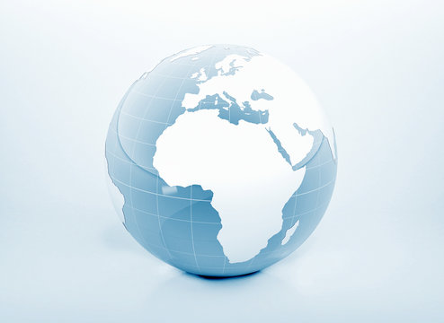 Blue world globe high detailed 3d illustration