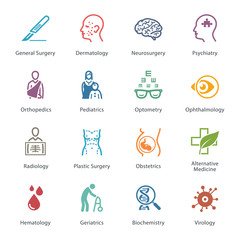 Colored Medical & Health Care Icons Set 2 - Specialties