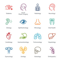 Colored Medical & Health Care Icons Set 1 - Specialties