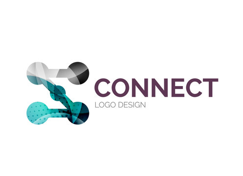 Connection icon logo design made of color pieces