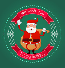 happy winter and christmas holiday greeting from santa