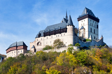 Fototapeta na wymiar medieval royal gothic castle Karlstejn near Prague, Central Bohe