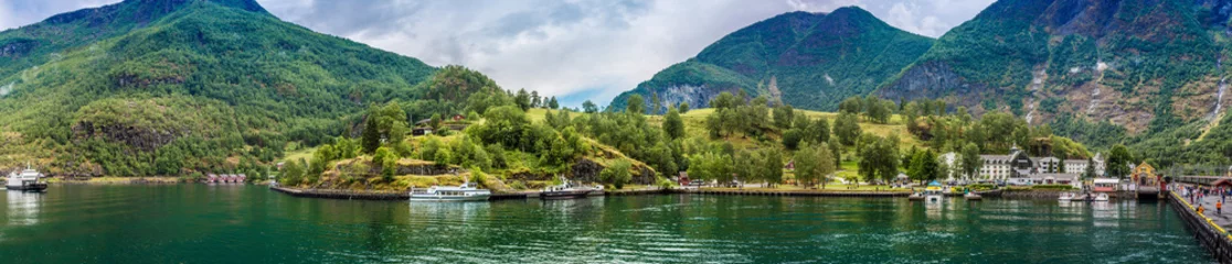 Fotobehang Country summer landscape, Norway © Sergii Figurnyi