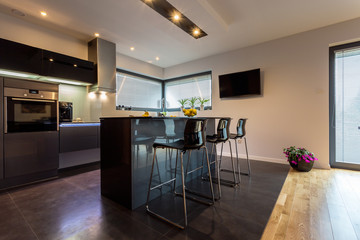 Modern kitchen with steel elements